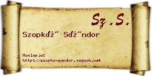 Szopkó Sándor névjegykártya